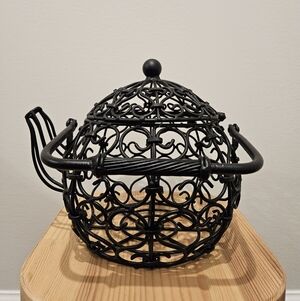 Black Wrought Iron Teapot.